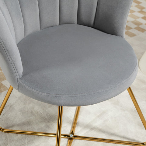 HOMCOM Accent Chair, Velvet Armchair with Lotus Backrest, Steel Legs