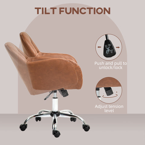 HOMCOM Computer Desk Chair with PU Leather, Swivel Wheels