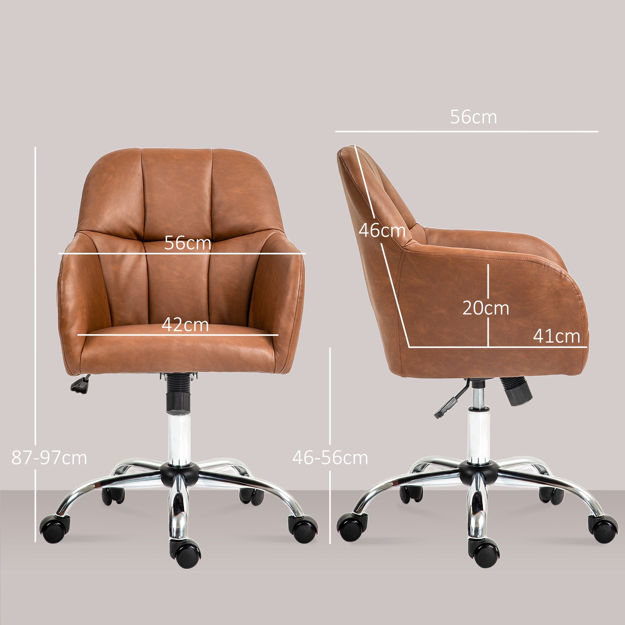 HOMCOM Computer Desk Chair with PU Leather, Swivel Wheels