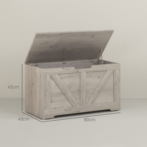 HOMCOM Storage Trunk for Living Room, with Safety Hinges, 80cm