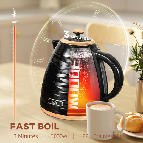 HOMCOM Electric Kettle, Fast Boil, 1.7L, 3kW, Swivel