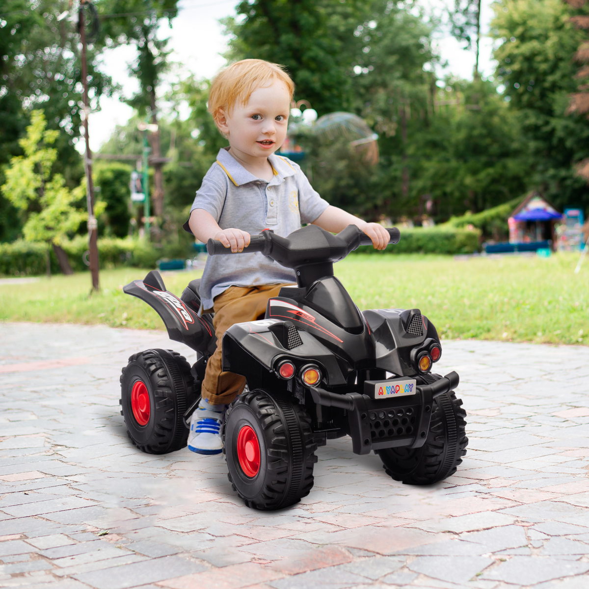 AIYAPLAY 6V Kids Electric Quad Bike with Music, Forward Function