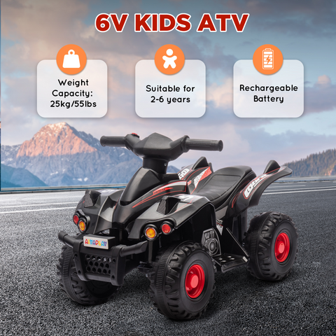 AIYAPLAY 6V Kids Electric Quad Bike with Music, Forward Function