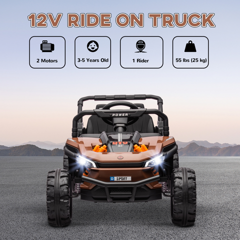 AIYAPLAY Kids Ride on Car, 12V Electric Truck w/ Horn Lights USB