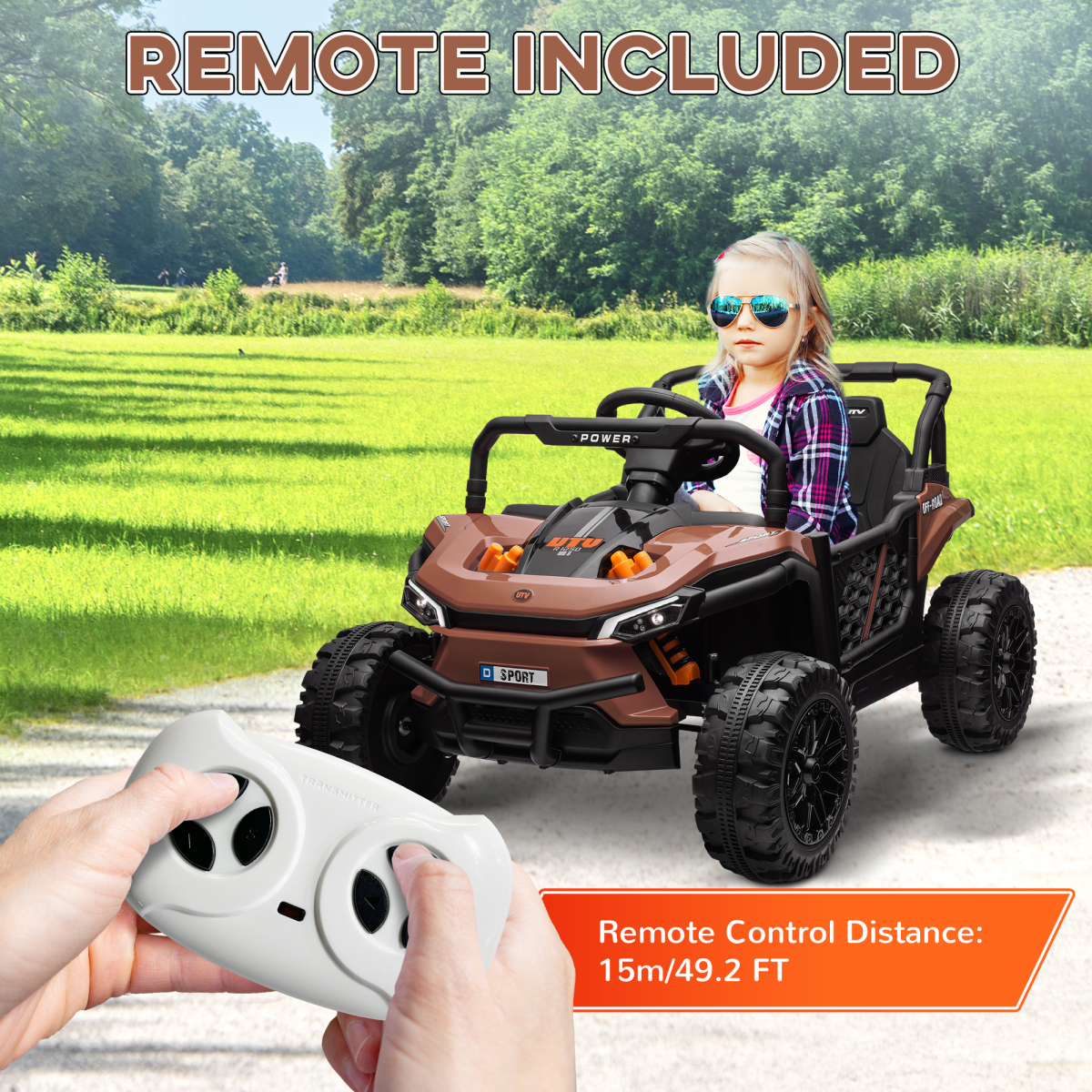 AIYAPLAY Kids Ride on Car, 12V Electric Truck w/ Horn Lights USB