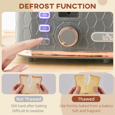 HOMCOM Toaster with 4 Slot, 7 Browning Levels, 1600W, Black Honeycomb
