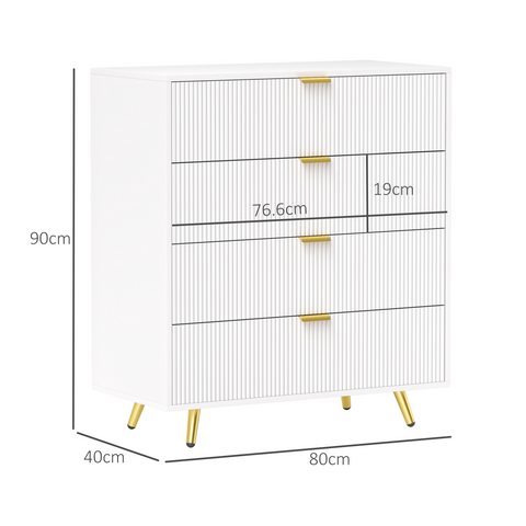 HOMCOM Chest of Drawers with 4 Drawers for Bedroom, Living Room