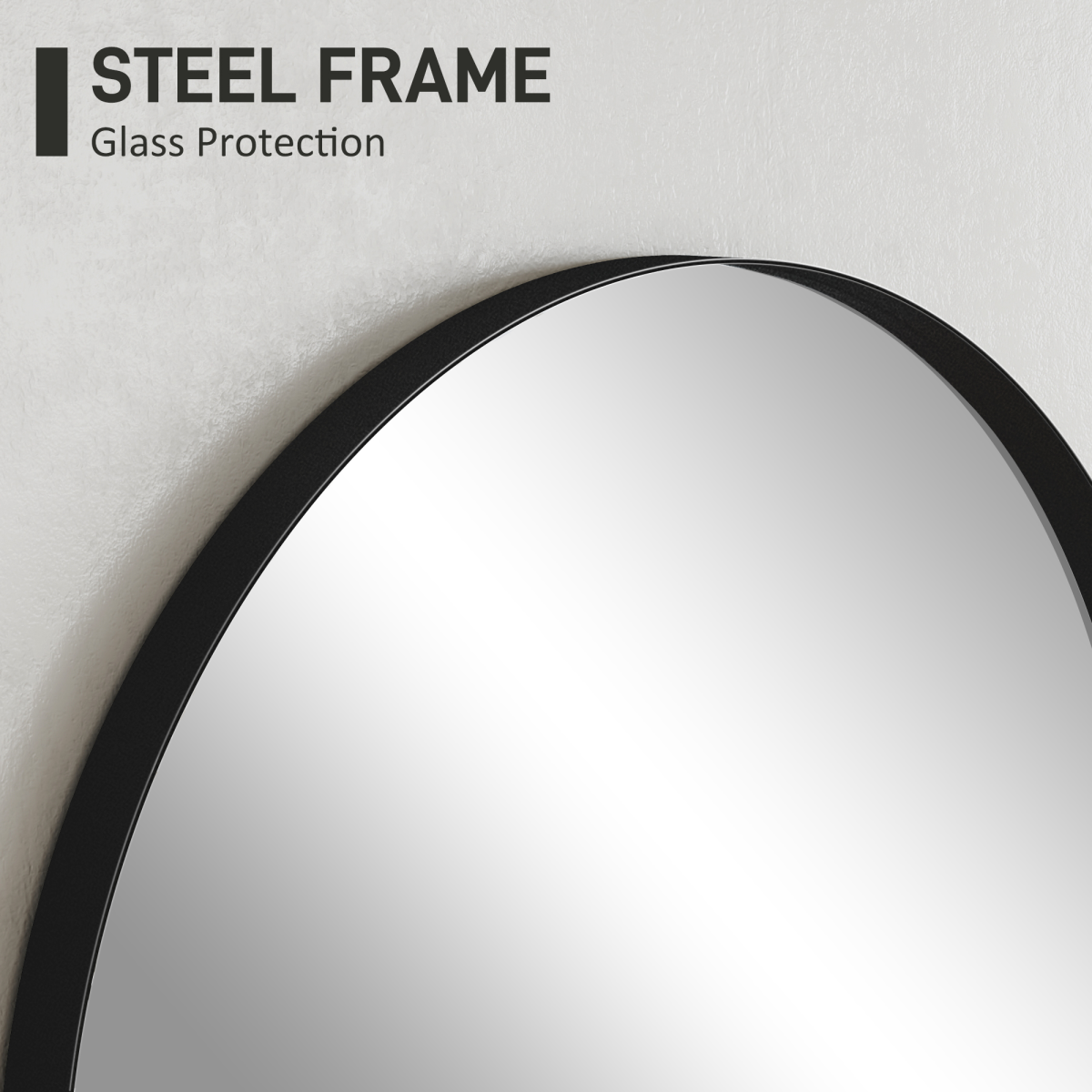 HOMCOM Arch Bathroom Mirror, Modern Wall Mirror with Steel Frame,