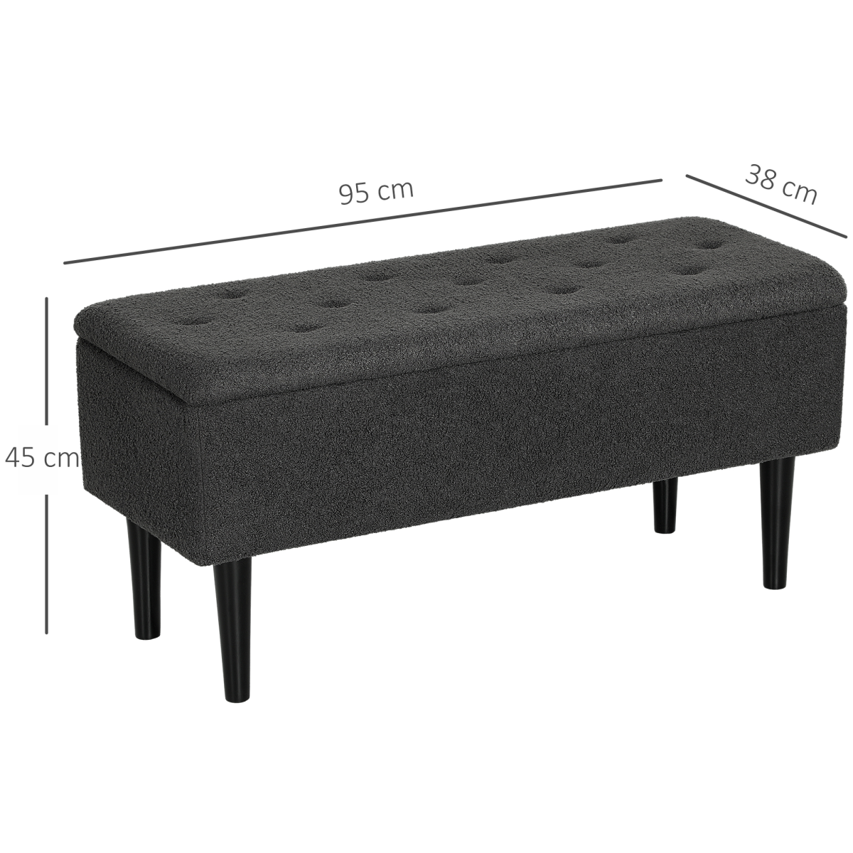 HOMCOM 15" Ottoman Storage Box with 47L Storage Capacity