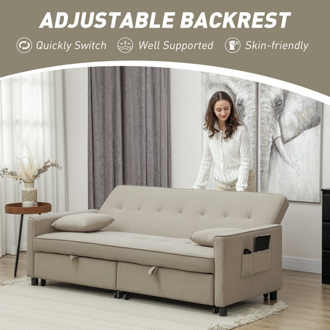 HOMCOM Reversible L-Shaped Sectional Sofa Bed with Cushions
