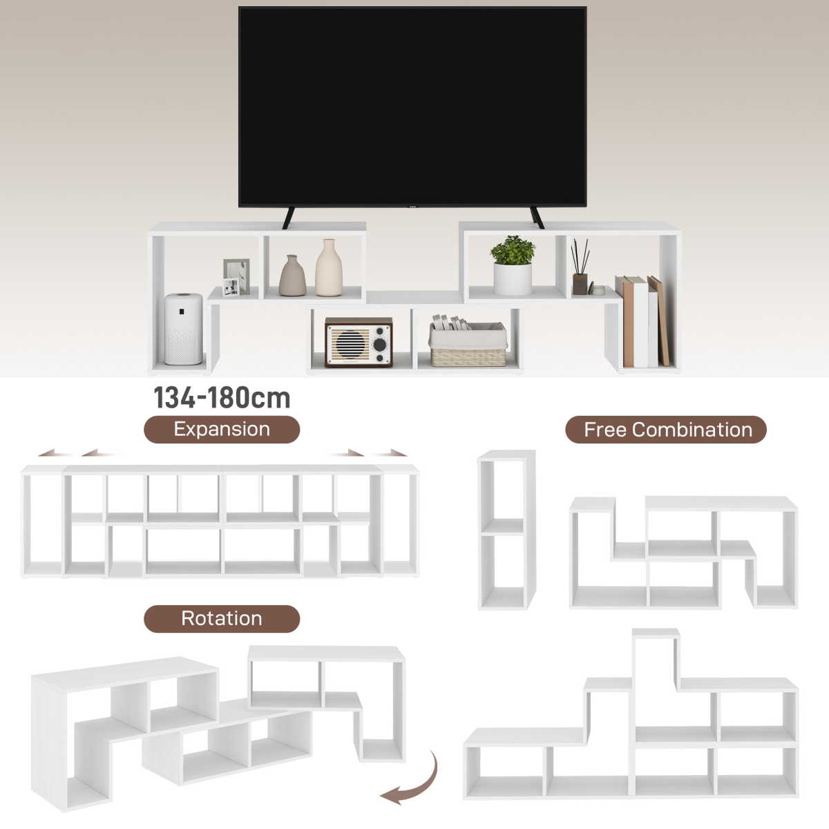 HOMCOM TV Unit for TVs up to 75 Inches, Free Combination TV Stand