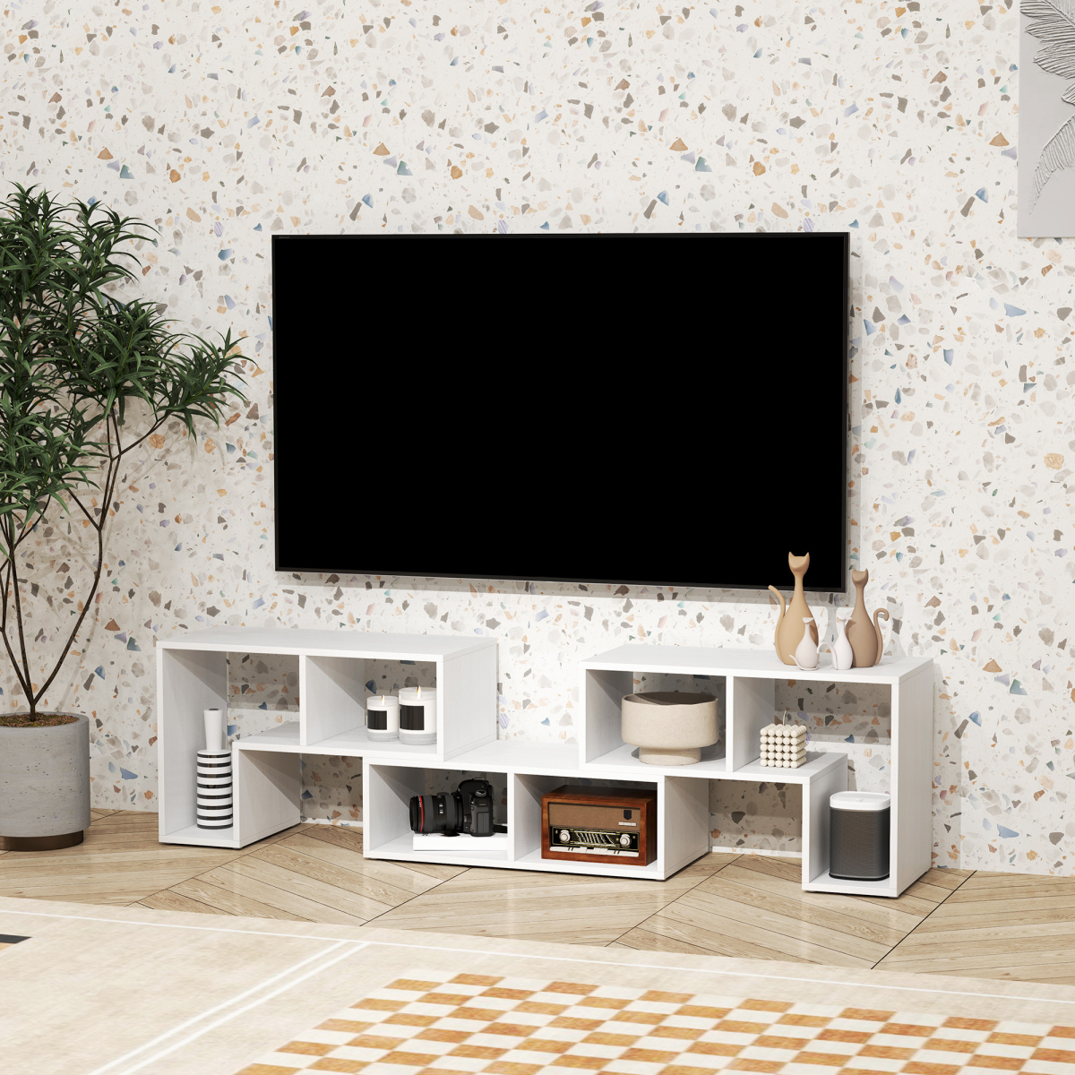 HOMCOM TV Unit for TVs up to 75 Inches, Free Combination TV Stand