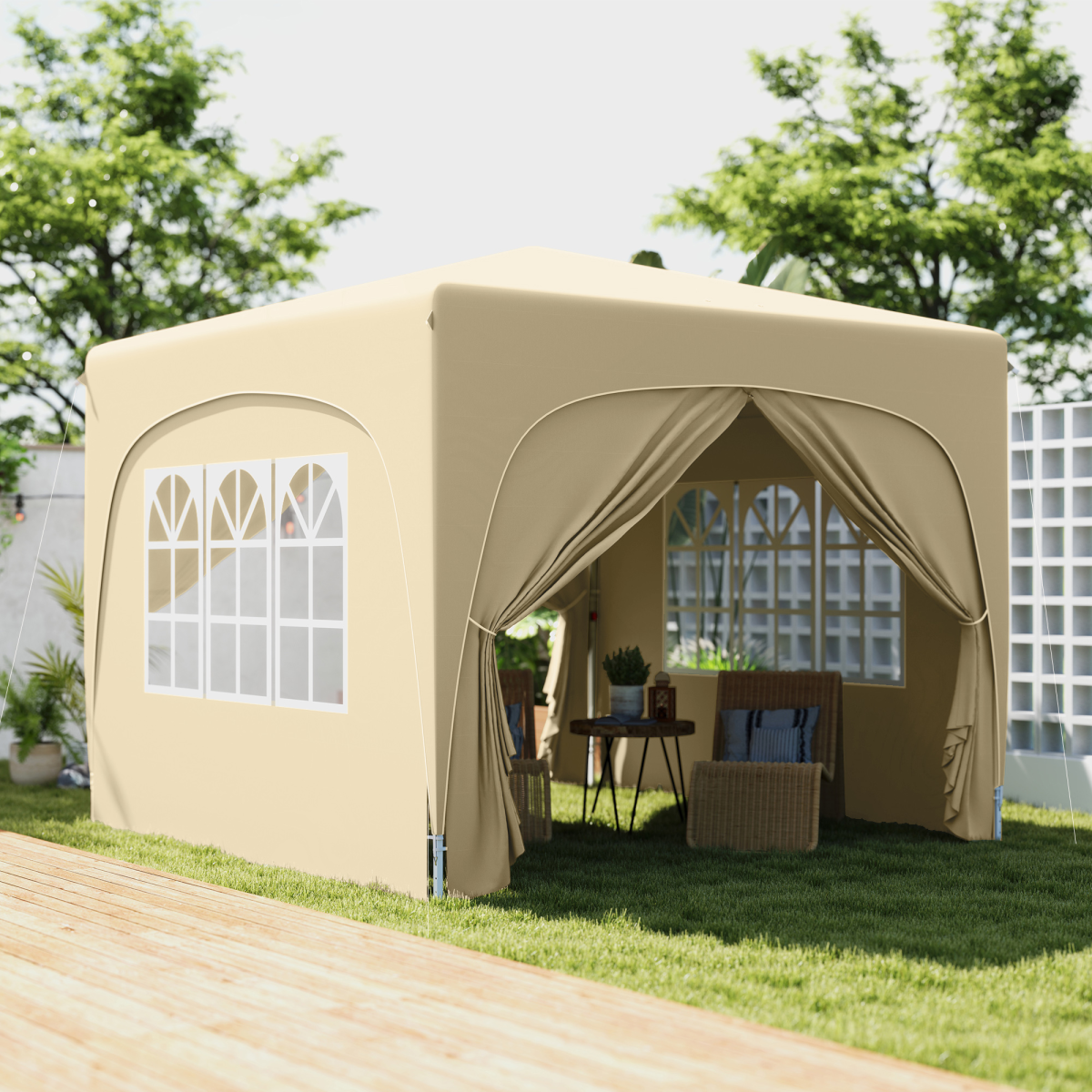 Outsunny 3 x 3(m) UPF50+ Pop Up Gazebo with Sides and Carry Bag