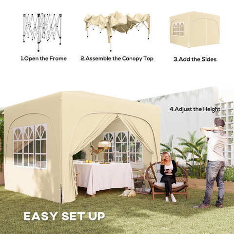 Outsunny 3 x 3(m) UPF50+ Pop Up Gazebo with Sides and Carry Bag