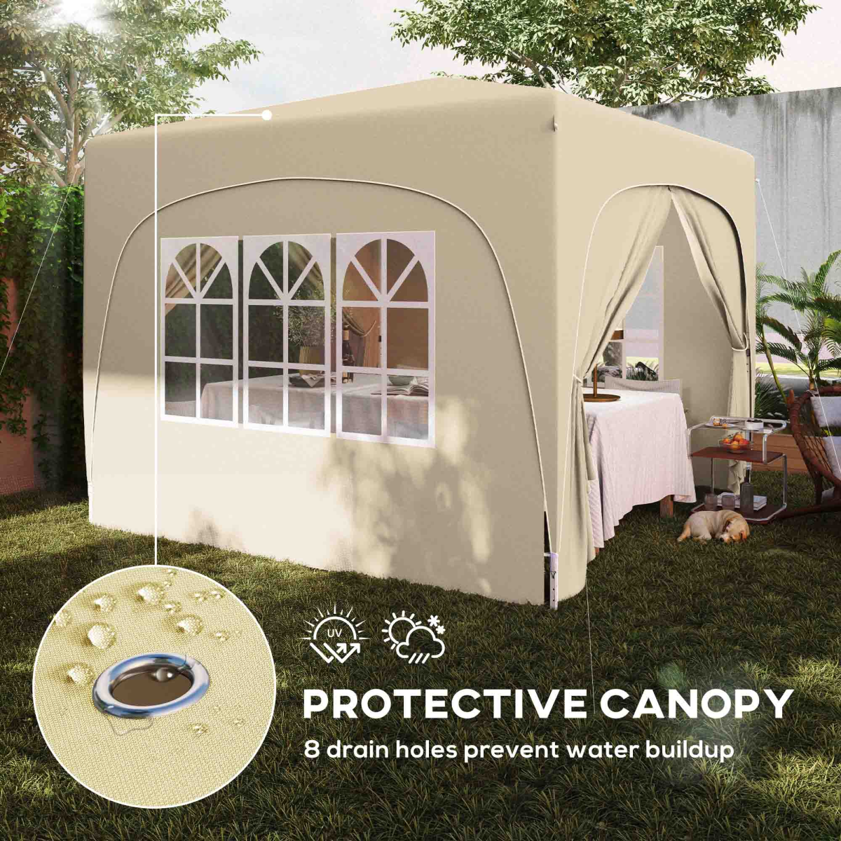 Outsunny 3 x 3(m) UPF50+ Pop Up Gazebo with Sides and Carry Bag