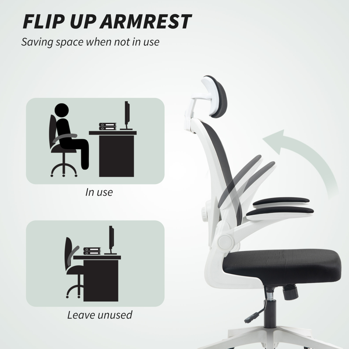 HOMCOM Executive Mesh Office Chair with Headrest, Lumbar Support