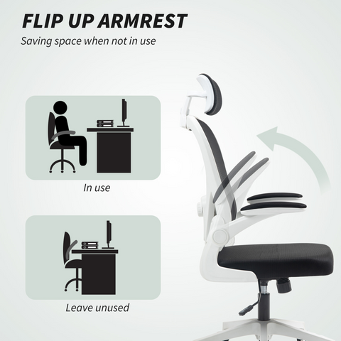 HOMCOM Executive Mesh Office Chair with Headrest, Lumbar Support