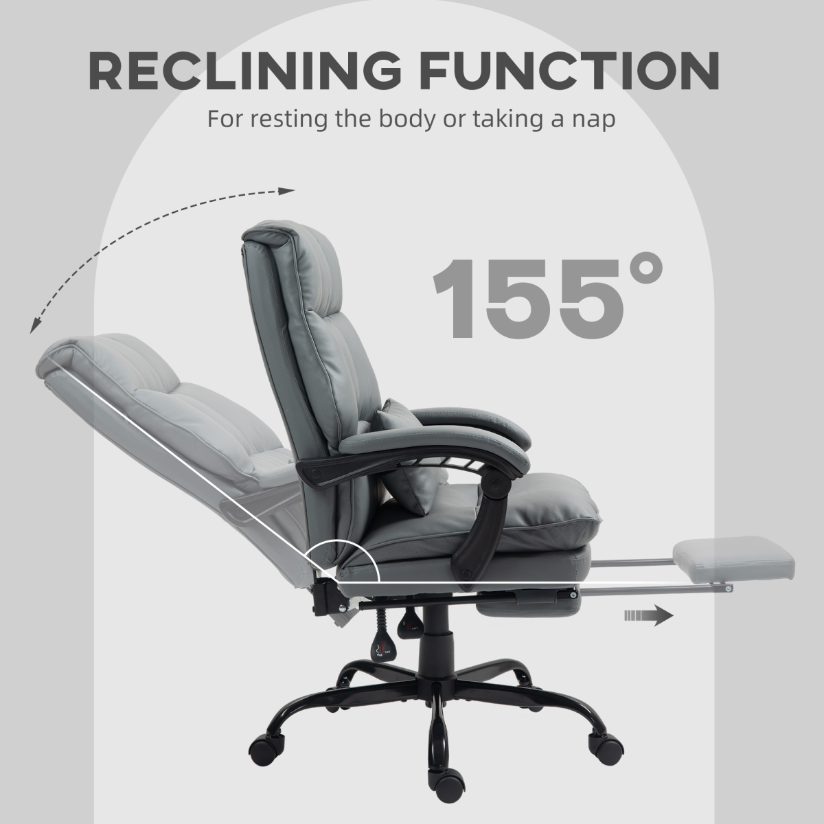 HOMCOM Executive Office Chair, PU Leather Desk Chair with Armrests