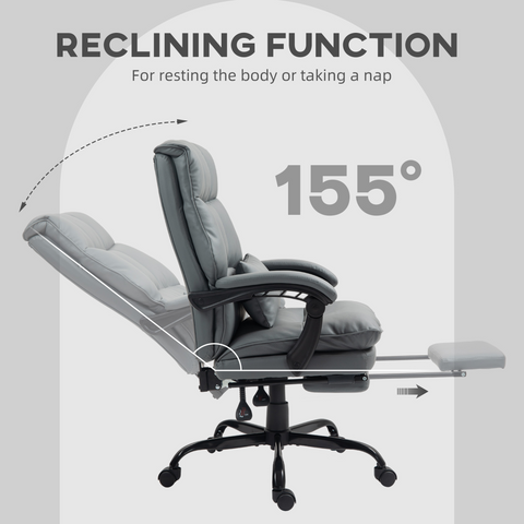 HOMCOM Executive Office Chair, PU Leather Desk Chair with Armrests
