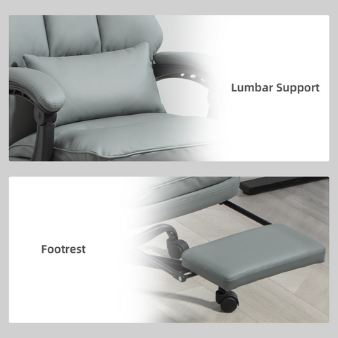 HOMCOM Executive Office Chair, PU Leather Desk Chair with Armrests