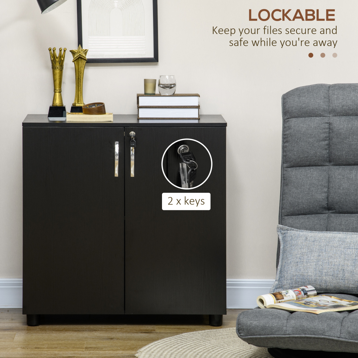 Vinsetto 2-Tier Locking Filing Cabinet Office Storage Cabinet