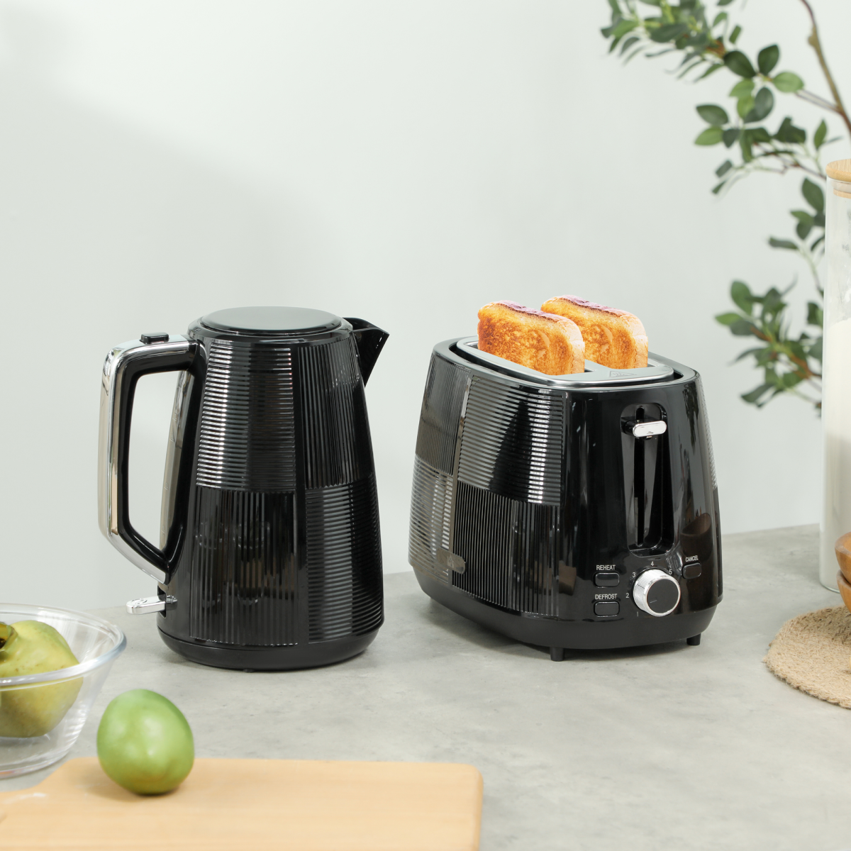 HOMCOM 1.7L Fast Boil Electric Kettle and 2 Slice Water Toaster Set