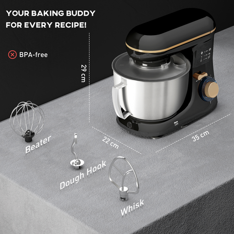 HOMCOM Electric Stand Mixer, 4.5L Food Mixer with Dough Hook, Whisk
