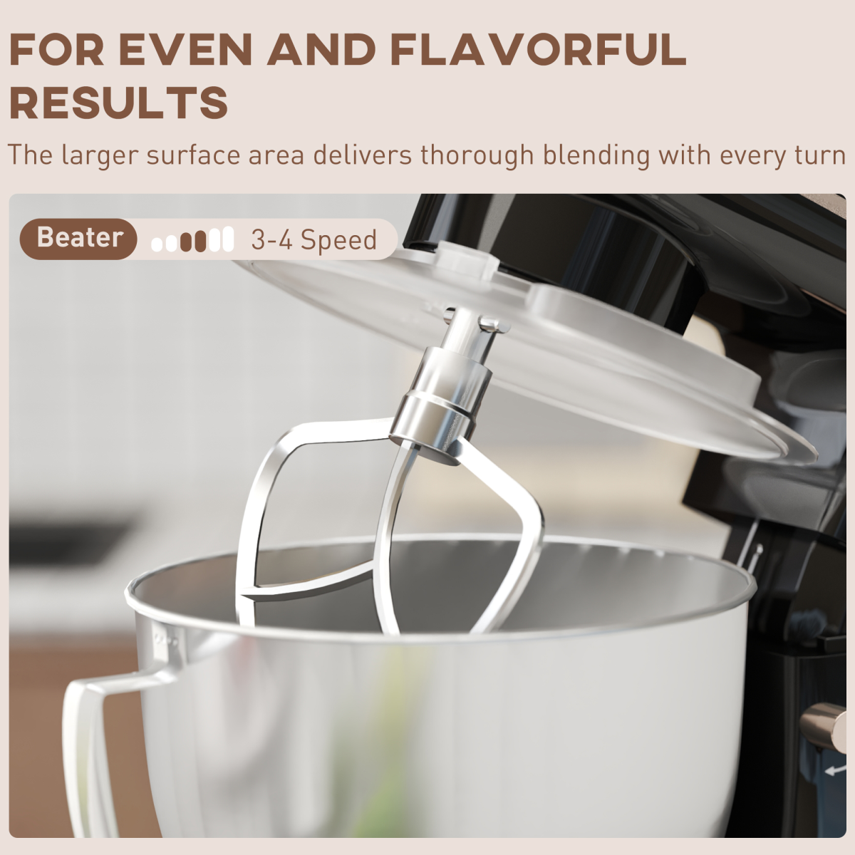 HOMCOM Electric Stand Mixer, 4.5L Food Mixer with Dough Hook, Whisk