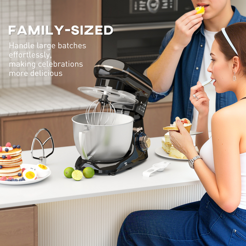 HOMCOM Electric Stand Mixer, 4.5L Food Mixer with Dough Hook, Whisk