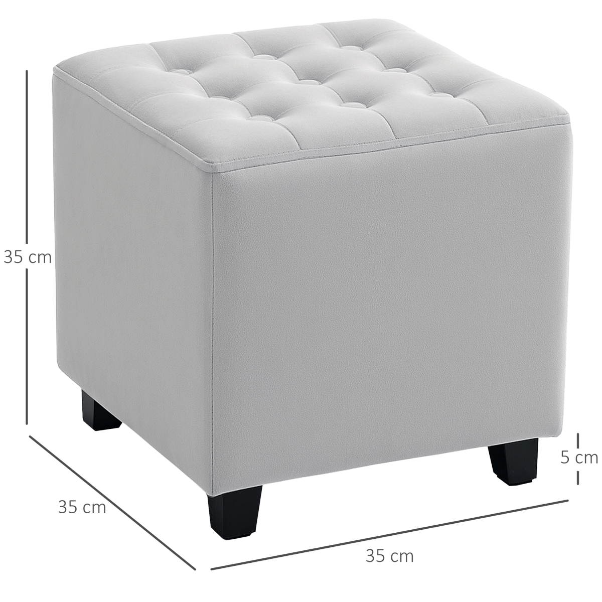 HOMCOM Square Footstool Small Ottoman with Wood Legs for Bedroom