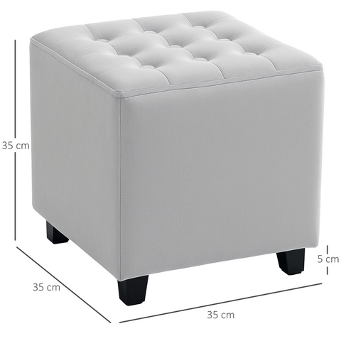 HOMCOM Square Footstool Small Ottoman with Wood Legs for Bedroom