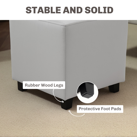 HOMCOM Square Footstool Small Ottoman with Wood Legs for Bedroom