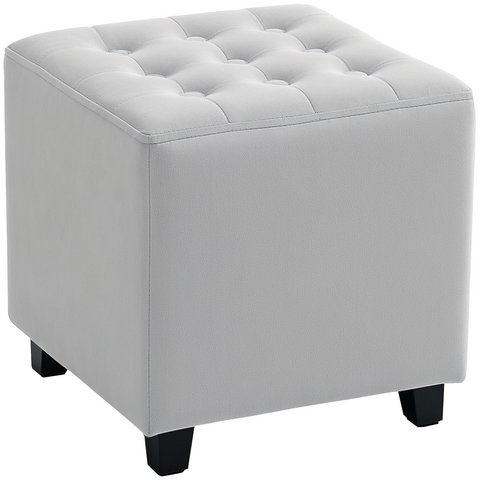 HOMCOM Square Footstool Small Ottoman with Wood Legs for Bedroom