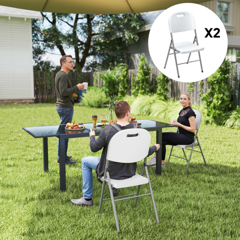 Outsunny 2PCS Folding Chair with Steel Frame, Garden Chair Set