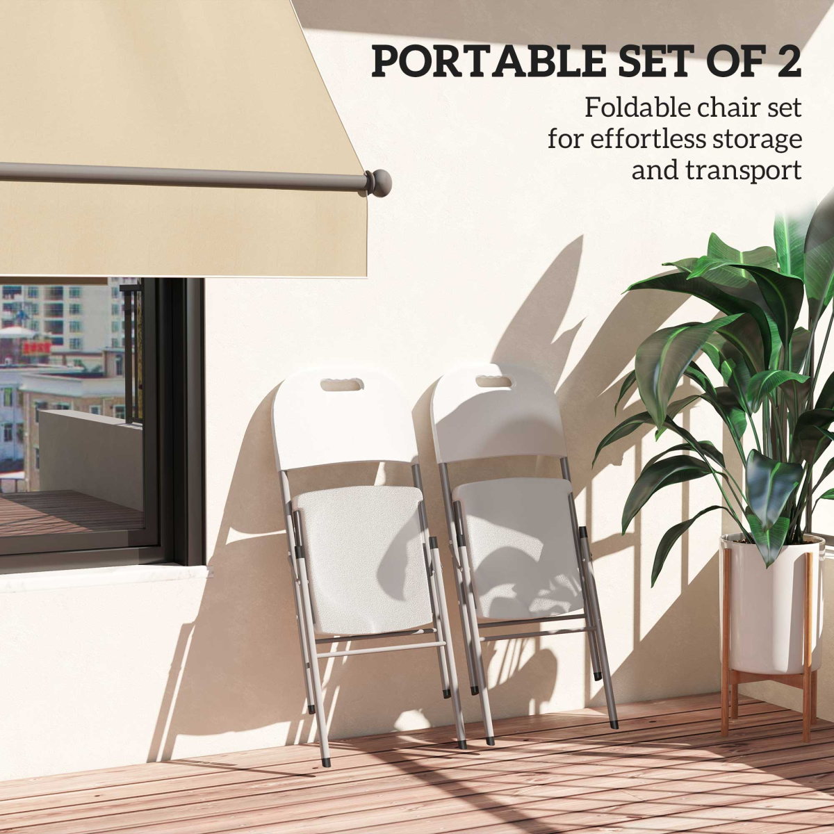 Outsunny 2PCS Folding Chair with Steel Frame, Garden Chair Set