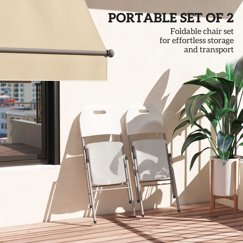 Outsunny 2PCS Folding Chair with Steel Frame, Garden Chair Set
