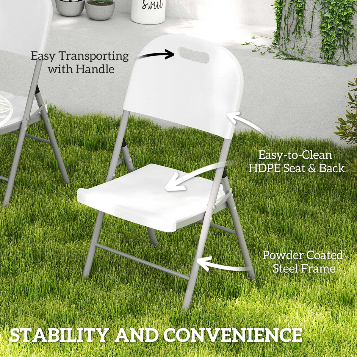Outsunny 2PCS Folding Chair with Steel Frame, Garden Chair Set