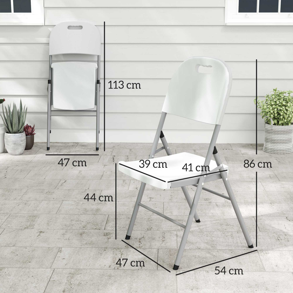 Outsunny 2PCS Folding Chair with Steel Frame, Garden Chair Set