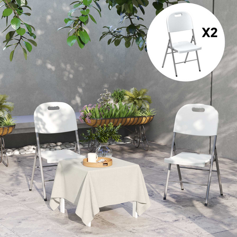 Outsunny 2PCS Folding Chair with Steel Frame, Garden Chair Set
