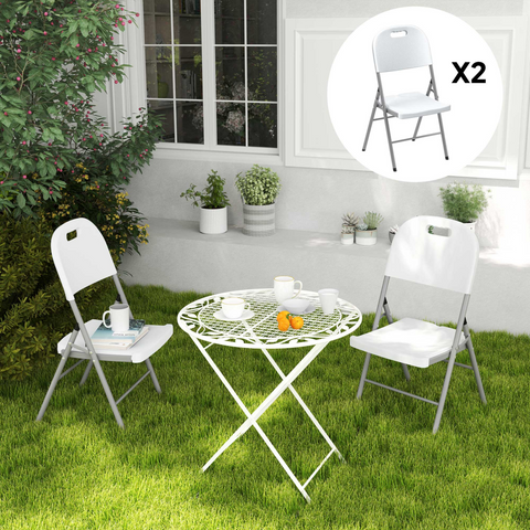 Outsunny 2PCS Folding Chair with Steel Frame, Garden Chair Set