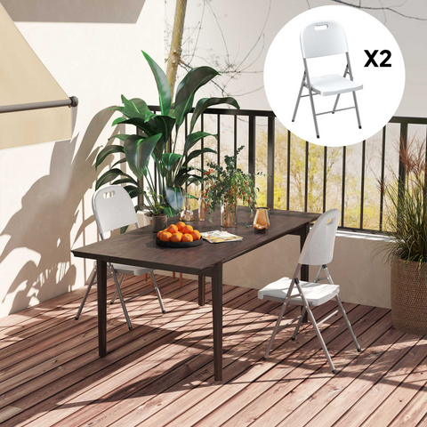 Outsunny 2PCS Folding Chair with Steel Frame, Garden Chair Set