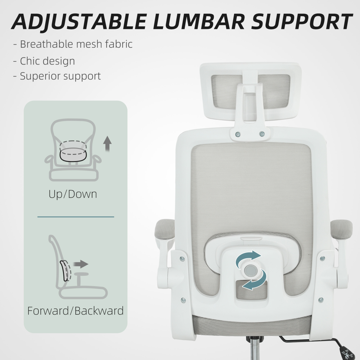 HOMCOM Executive Mesh Office Chair with Headrest, Lumbar Support