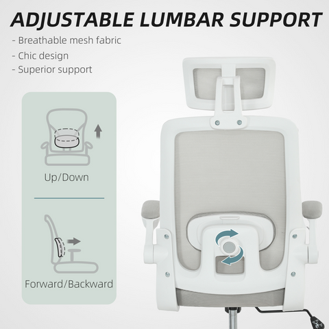 HOMCOM Executive Mesh Office Chair with Headrest, Lumbar Support