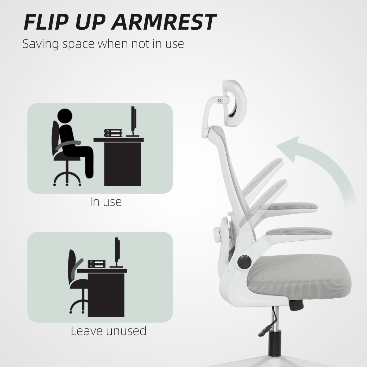 HOMCOM Executive Mesh Office Chair with Headrest, Lumbar Support