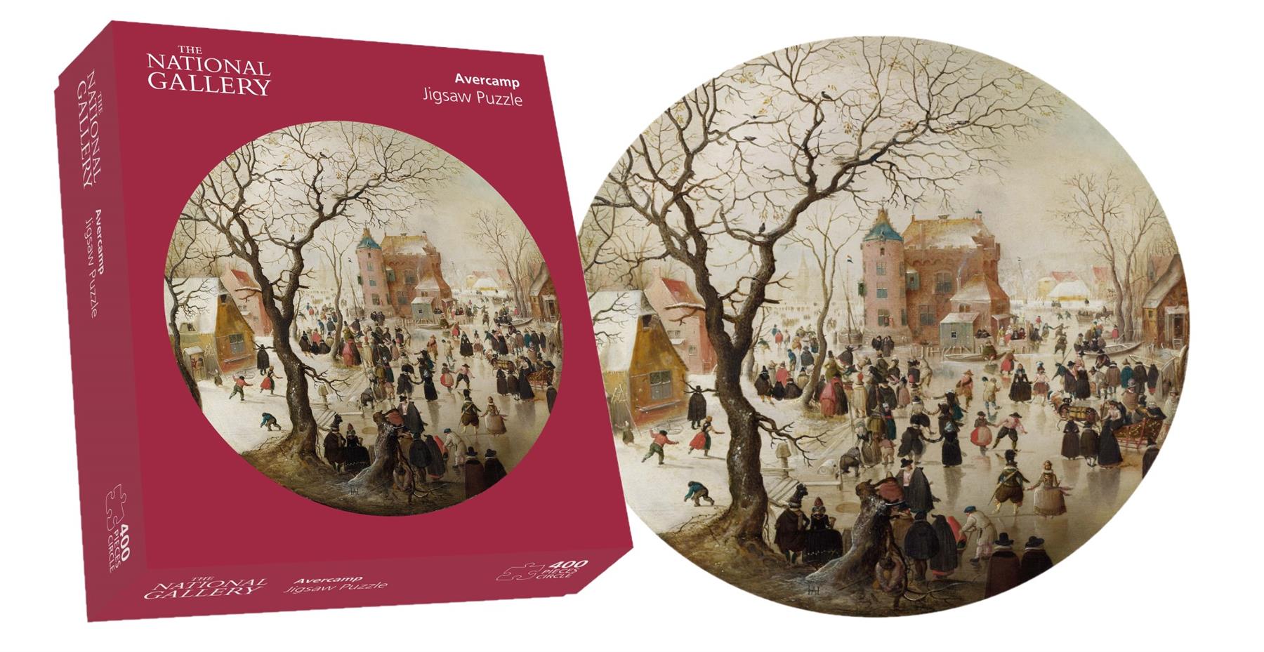 A Winter Scene with Skaters near a Castle - National Gallery 400 Piece Circular Jigsaw Puzzle