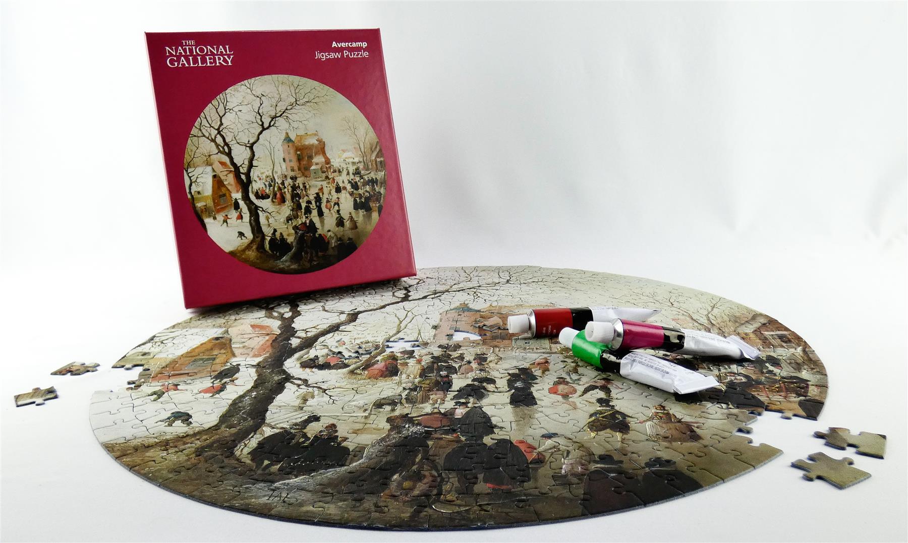 A Winter Scene with Skaters near a Castle - National Gallery 400 Piece Circular Jigsaw Puzzle