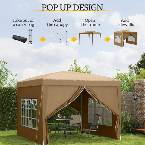 Outsunny 3x3(m) Pop Up Gazebo Party Tent Canopy Marquee with Storage Bag
