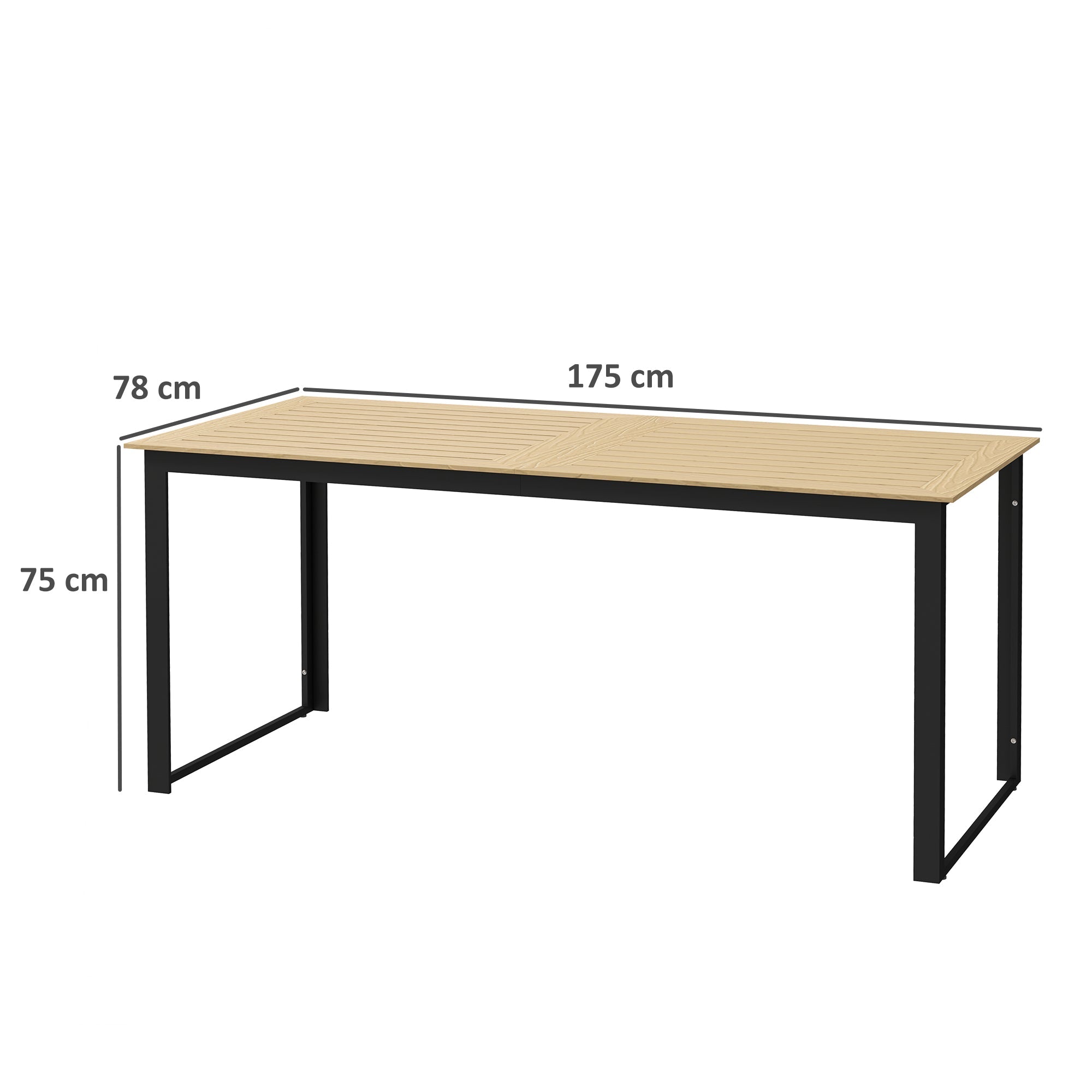 Outsunny Garden Dining Table for 6 People with Slatted Table Top Metal Frame