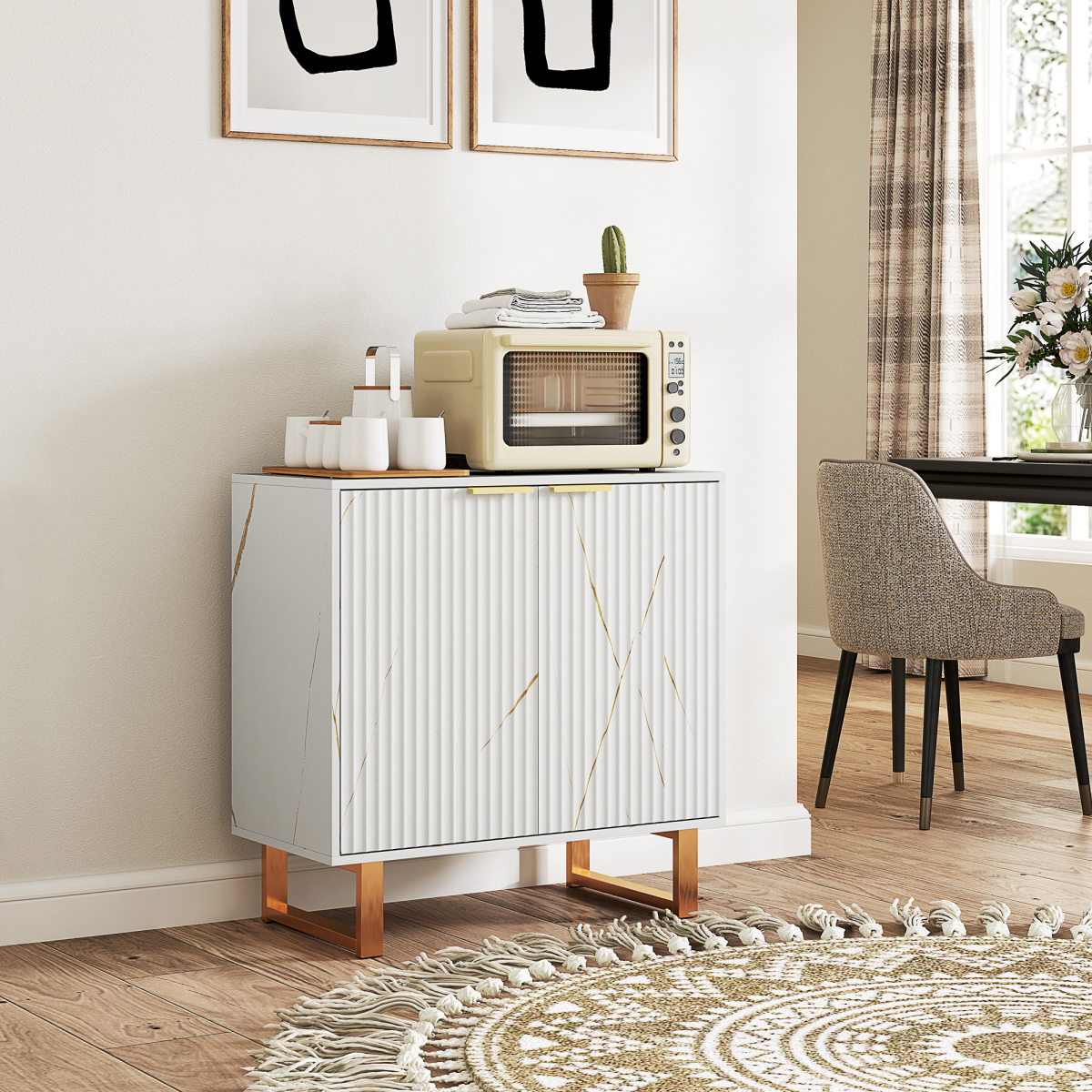 Elegant Black Storage Unit with Gold Accents - Stylish & Functional Furniture