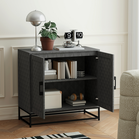 HOMCOM Modern Storage Cupboard with Adjustable Shelf and 2 Doors